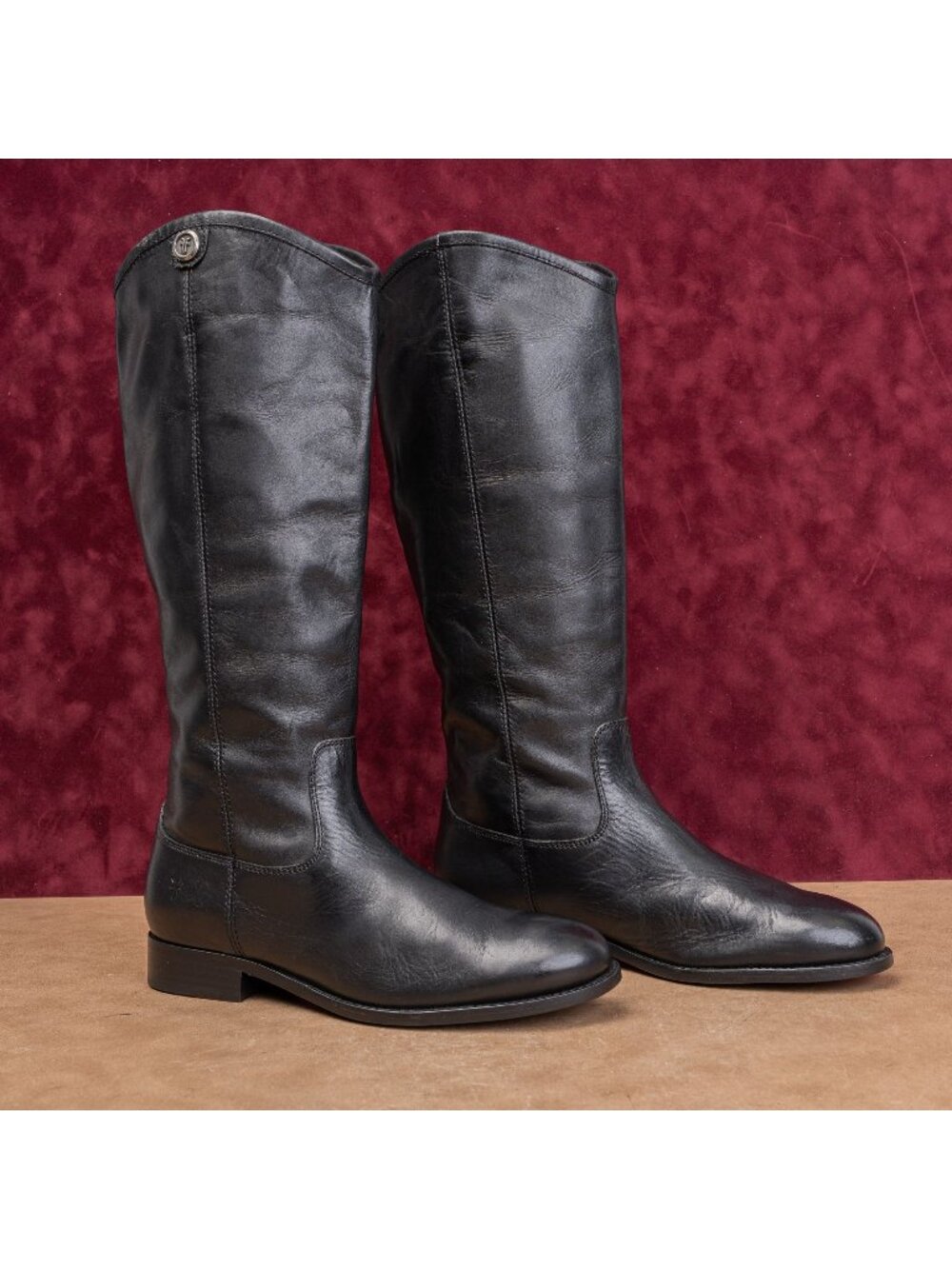 Frye Wmn Melissa Button Slip Black Leather Equestrian Classic Riding Boots sz 8